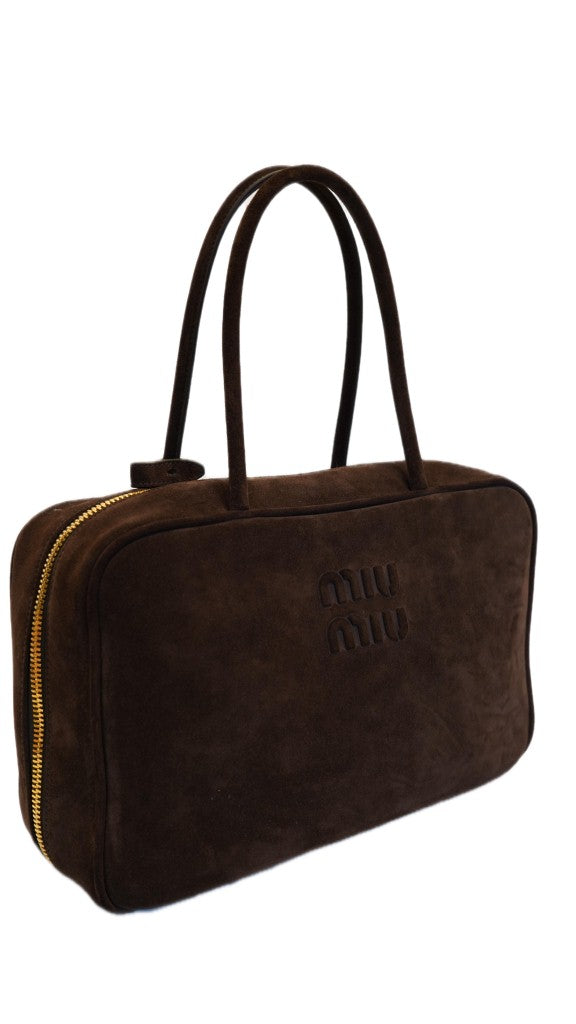 BORSA BEAU MIU MIU IN SUEDE MARRONE