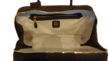 BORSA BEAU MIU MIU IN SUEDE MARRONE