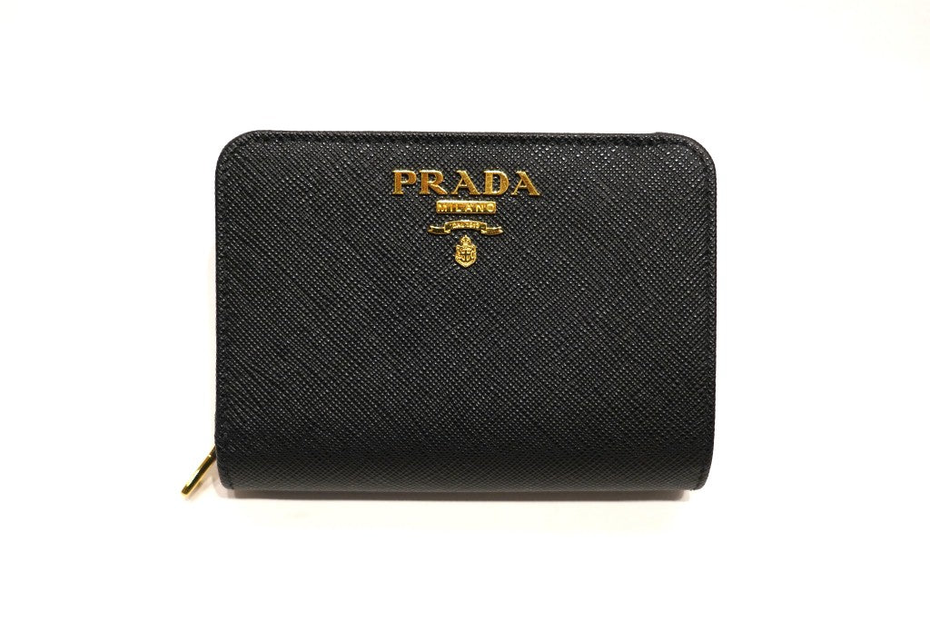 PORTAFOGLIO PRADA SAFFIANO NERO INTERNO BEIGE