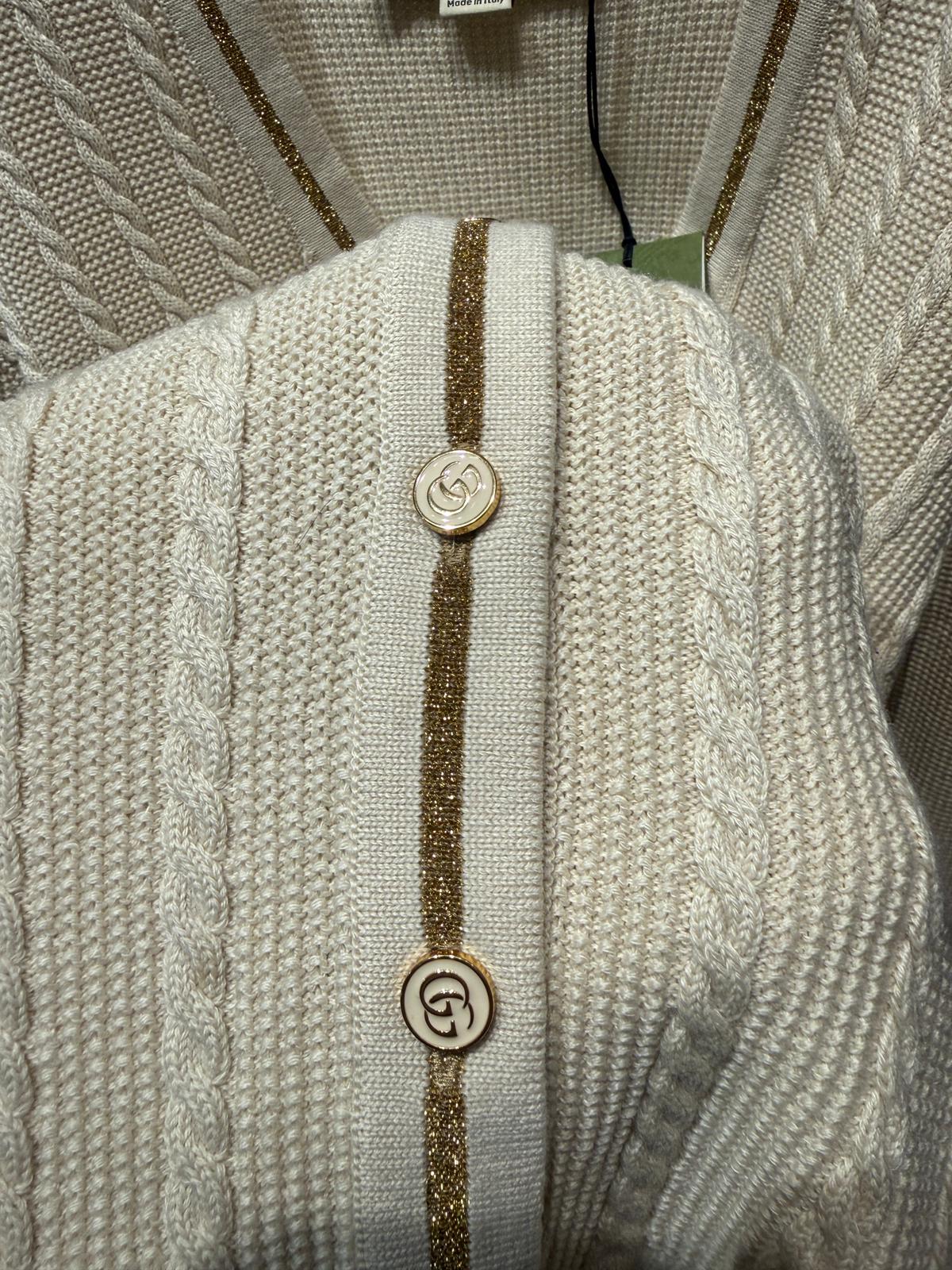 CARDIGAN AVORIO con CINTURA GUCCI