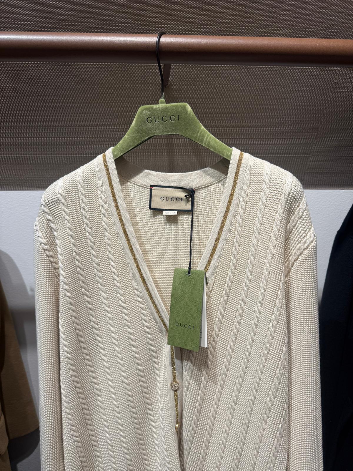 CARDIGAN AVORIO con CINTURA GUCCI