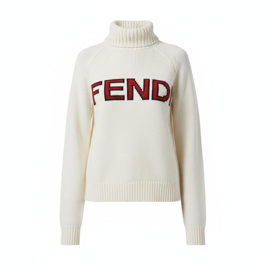 Maglione con collo alto bianco Fendi