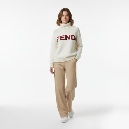 Maglione con collo alto bianco Fendi