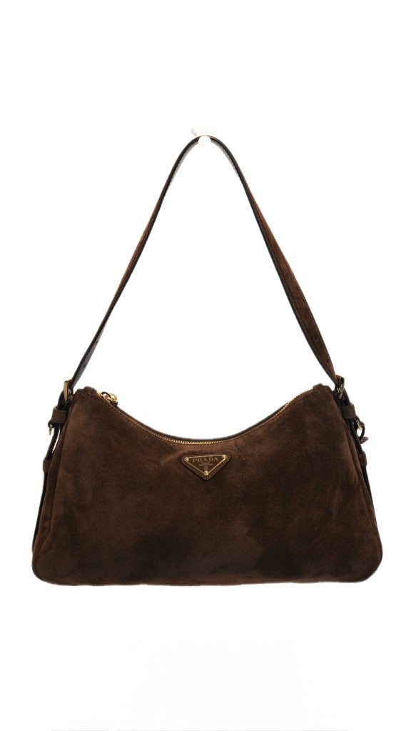 BORSA PRADA AIMEE' SUEDE MARRONE