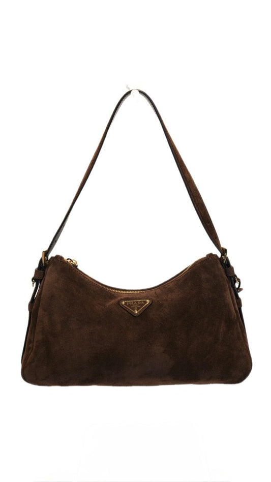 BORSA PRADA AIMEE' SUEDE MARRONE