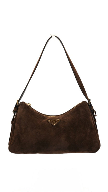 BORSA PRADA AIMEE' SUEDE MARRONE