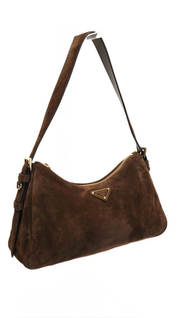 BORSA PRADA AIMEE' SUEDE MARRONE
