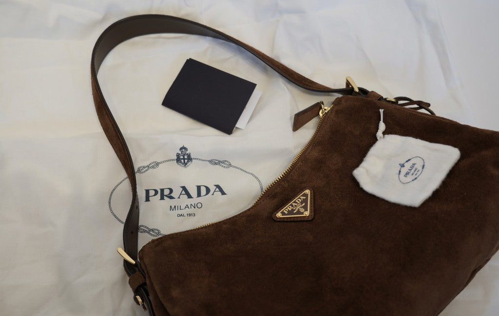 BORSA PRADA AIMEE' SUEDE MARRONE