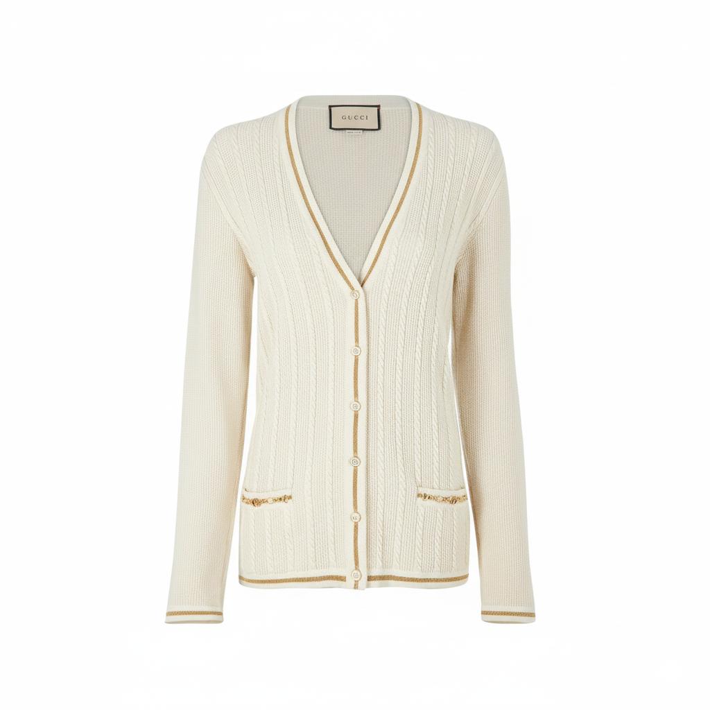 CARDIGAN AVORIO con CINTURA GUCCI