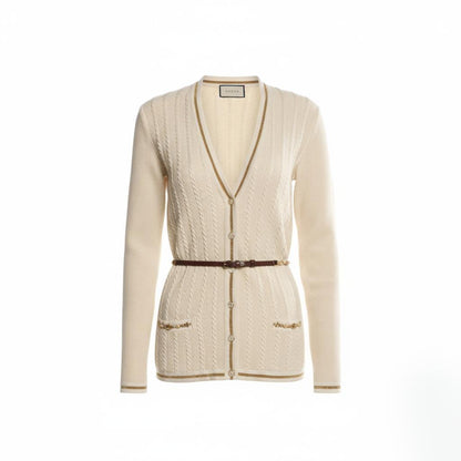 CARDIGAN AVORIO con CINTURA GUCCI